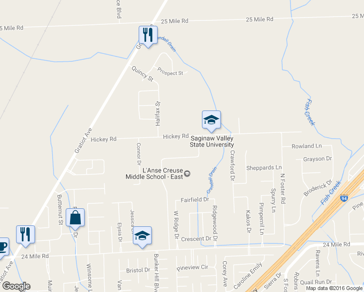 map of restaurants, bars, coffee shops, grocery stores, and more near 30180 Hickey Road in New Baltimore