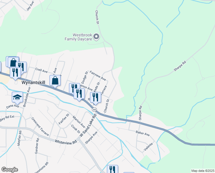 map of restaurants, bars, coffee shops, grocery stores, and more near 31 Orchard Terrace in Wynantskill