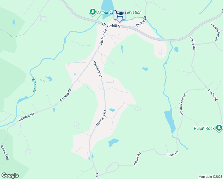 map of restaurants, bars, coffee shops, grocery stores, and more near 50 Newbury Road in Rowley