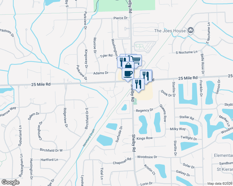 map of restaurants, bars, coffee shops, grocery stores, and more near 4317 Summer Place in Macomb County