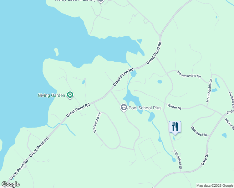 map of restaurants, bars, coffee shops, grocery stores, and more near 3 Bridle Path in North Andover