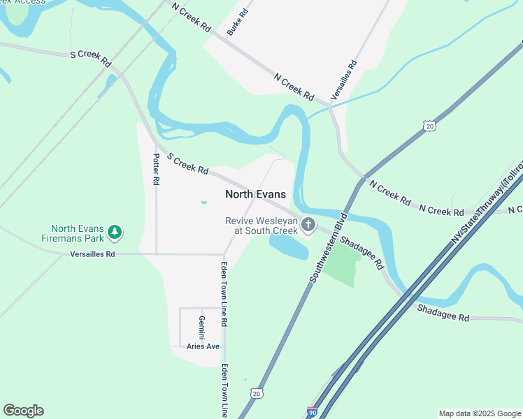map of restaurants, bars, coffee shops, grocery stores, and more near in North Evans