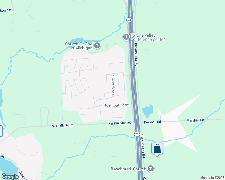 map of restaurants, bars, coffee shops, grocery stores, and more near Chadwick Avenue in Fenton