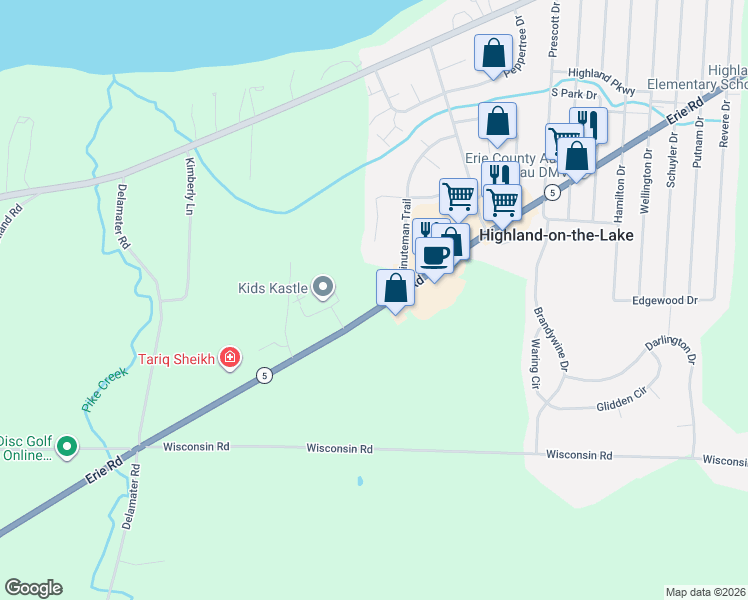 map of restaurants, bars, coffee shops, grocery stores, and more near 6878 Minuteman Trail in Derby