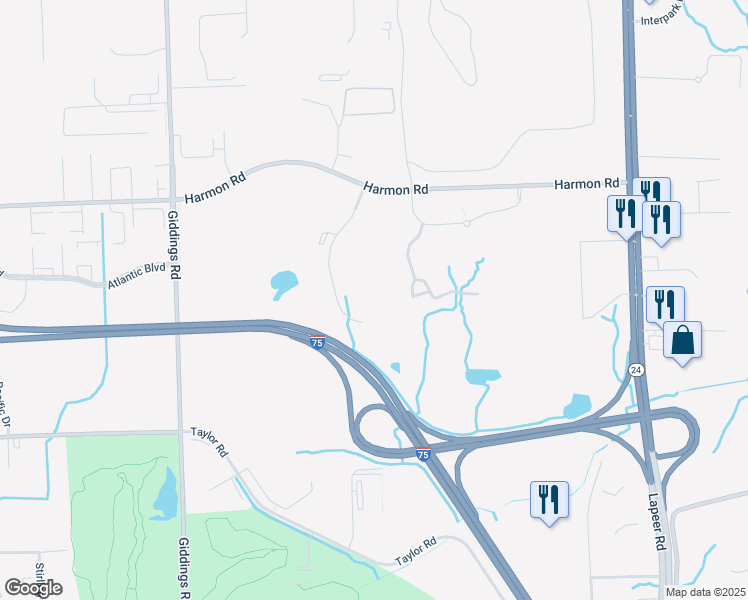 map of restaurants, bars, coffee shops, grocery stores, and more near 3800 Automation Avenue in Auburn Hills