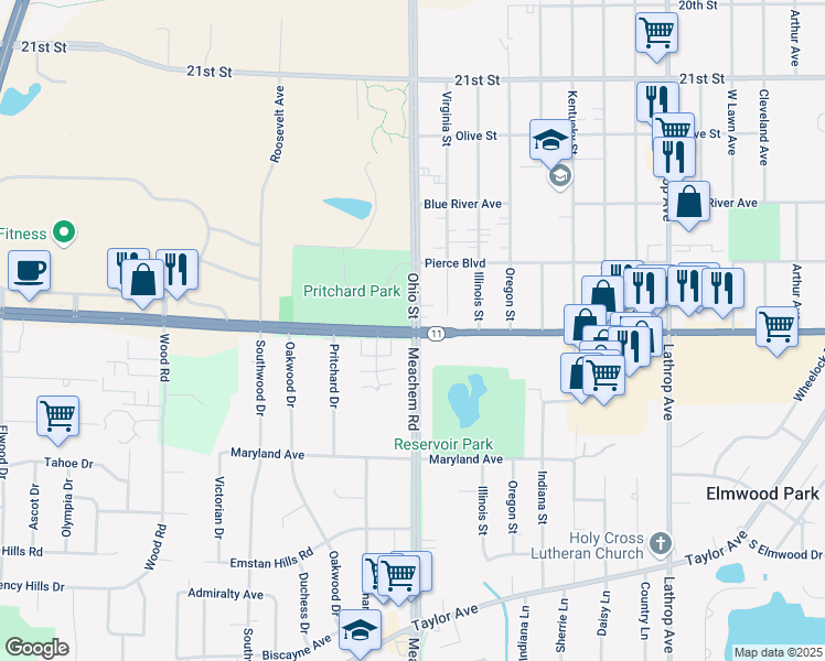 map of restaurants, bars, coffee shops, grocery stores, and more near 2901 Ohio Street in Racine