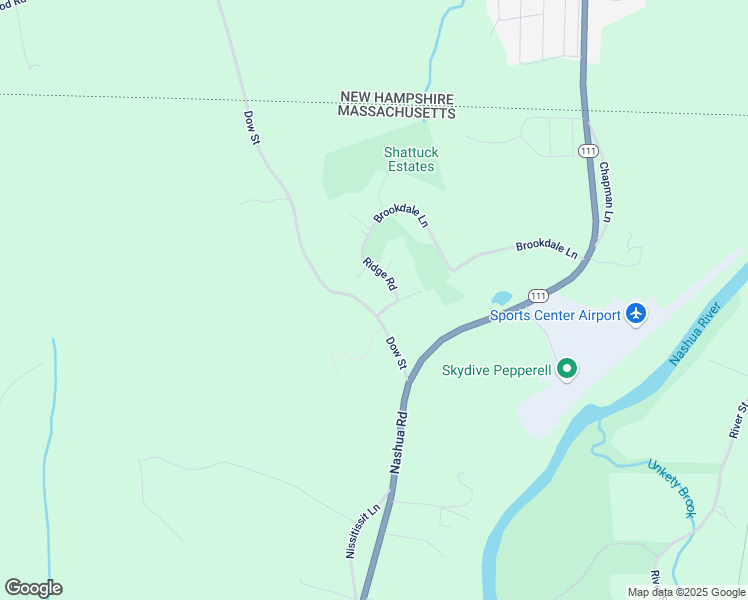 map of restaurants, bars, coffee shops, grocery stores, and more near 4 Ridge Road in Pepperell