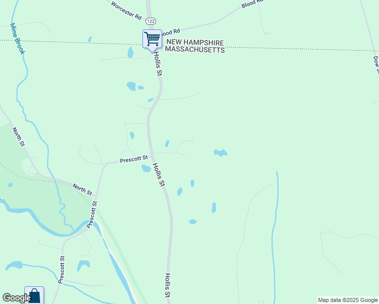 map of restaurants, bars, coffee shops, grocery stores, and more near 153A Hollis Street in Pepperell