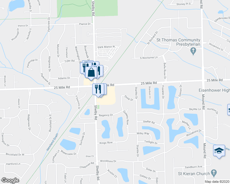 map of restaurants, bars, coffee shops, grocery stores, and more near 4926 Royal Cove Drive in Shelby Charter Township