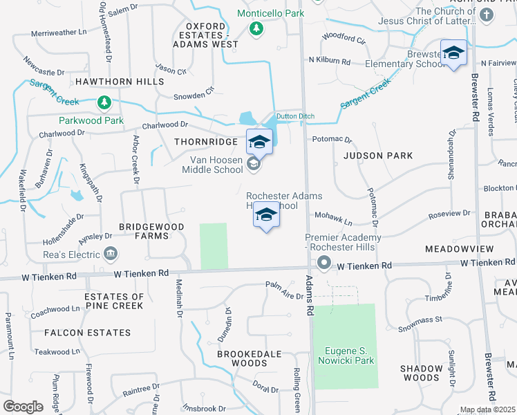 map of restaurants, bars, coffee shops, grocery stores, and more near 3200 West Tienken Road in Rochester Hills