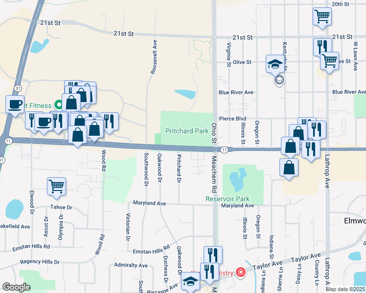 map of restaurants, bars, coffee shops, grocery stores, and more near 4998 Durand Avenue in Racine