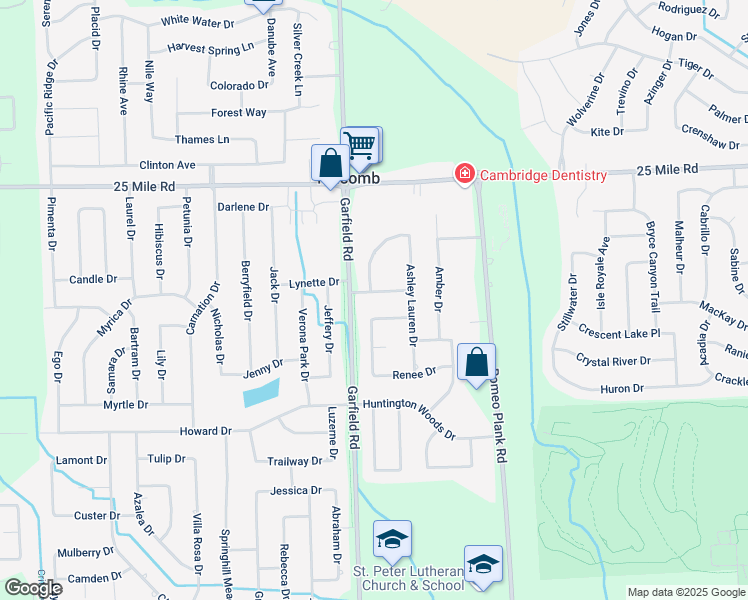 map of restaurants, bars, coffee shops, grocery stores, and more near 54486 Mark Richard Drive in Macomb
