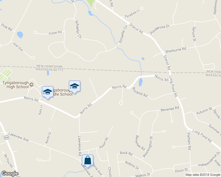 map of restaurants, bars, coffee shops, grocery stores, and more near 108 Norris Road in Tyngsborough