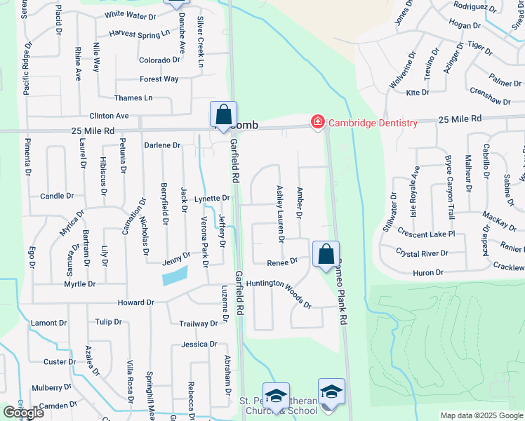 map of restaurants, bars, coffee shops, grocery stores, and more near 54486 Mark Richard Drive in Macomb