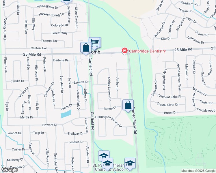 map of restaurants, bars, coffee shops, grocery stores, and more near 54518 Ashley Lauren Drive in Macomb