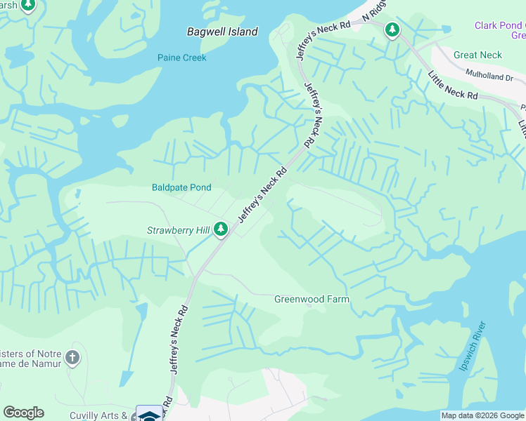 map of restaurants, bars, coffee shops, grocery stores, and more near 10 Beachview Lane in Ipswich