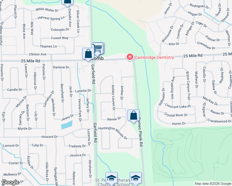 map of restaurants, bars, coffee shops, grocery stores, and more near 54518 Ashley Lauren Drive in Macomb