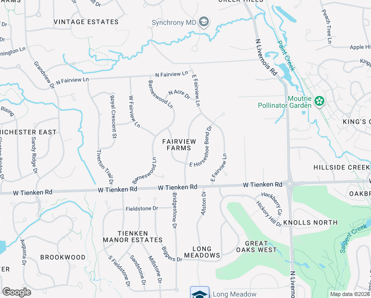 map of restaurants, bars, coffee shops, grocery stores, and more near 1139 Whispering Knoll Lane in Rochester Hills