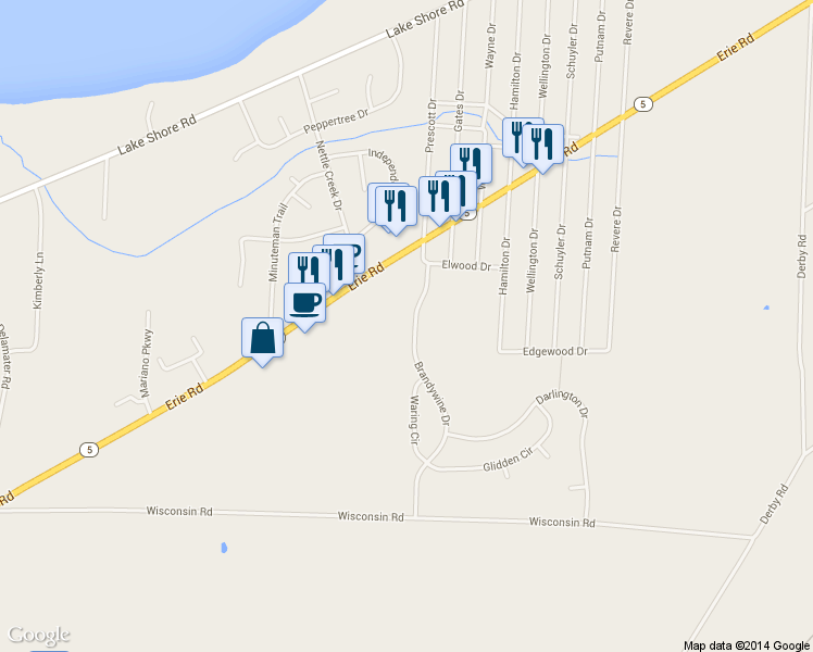 map of restaurants, bars, coffee shops, grocery stores, and more near 6936 Brandywine Drive in Derby
