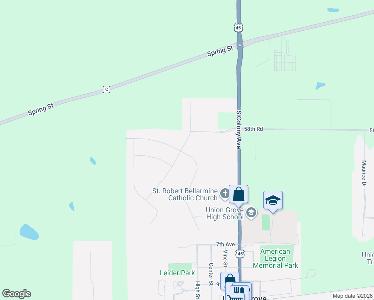 map of restaurants, bars, coffee shops, grocery stores, and more near 221 Kiddle Lane in Union Grove
