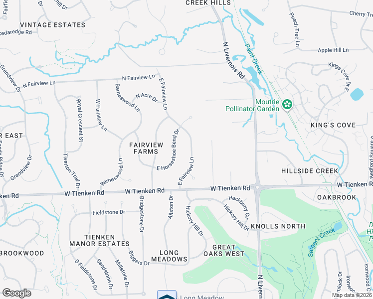 map of restaurants, bars, coffee shops, grocery stores, and more near 1137 East Fairview Lane in Rochester Hills