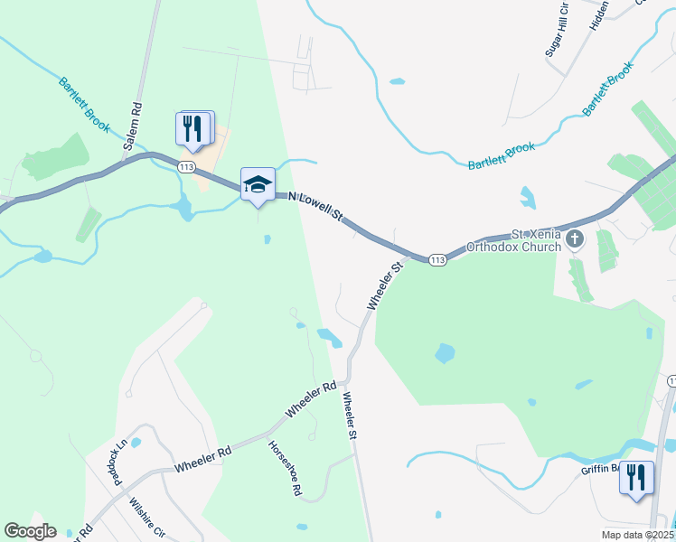 map of restaurants, bars, coffee shops, grocery stores, and more near 4 Acorn Lane in Methuen