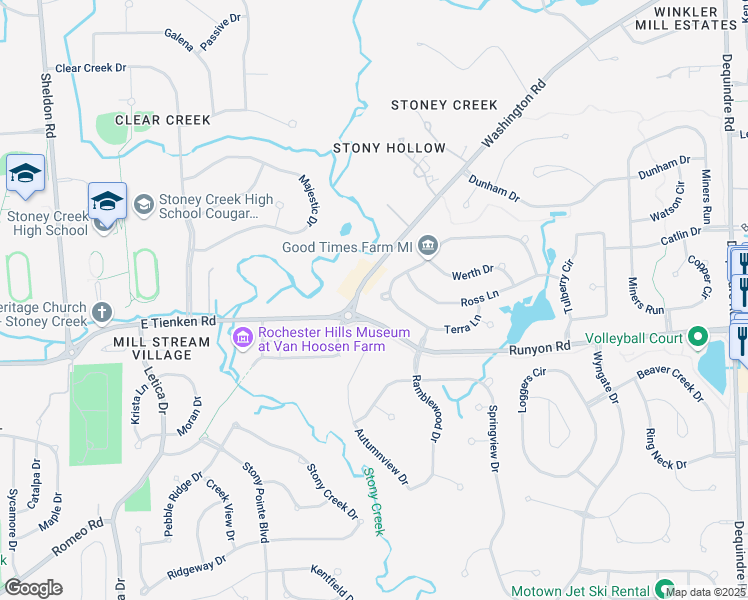 map of restaurants, bars, coffee shops, grocery stores, and more near 1246 Welland Drive in Rochester