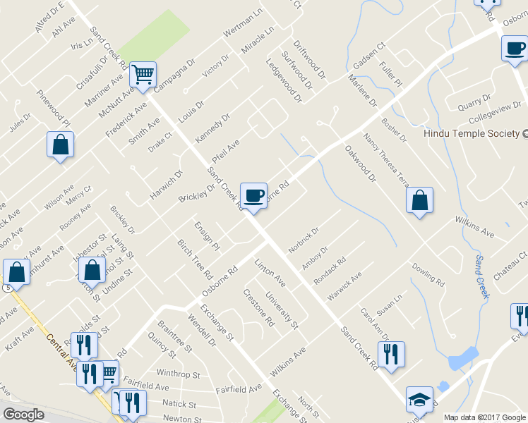 map of restaurants, bars, coffee shops, grocery stores, and more near 142 Osborne Road in Albany