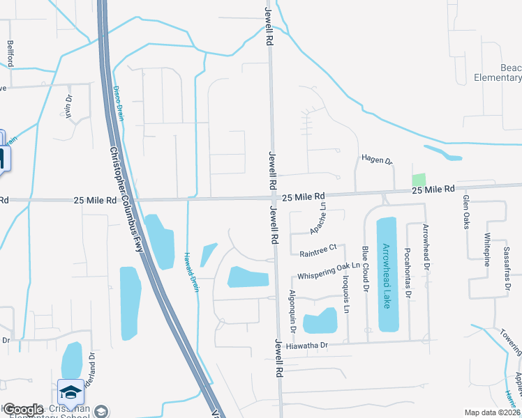 map of restaurants, bars, coffee shops, grocery stores, and more near 54821 Jewell Road in Macomb County