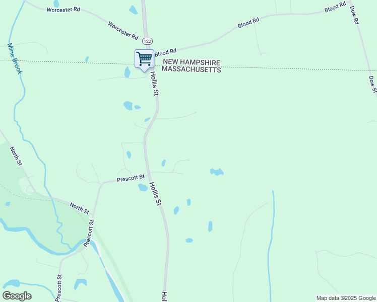 map of restaurants, bars, coffee shops, grocery stores, and more near 153A Hollis Street in Pepperell