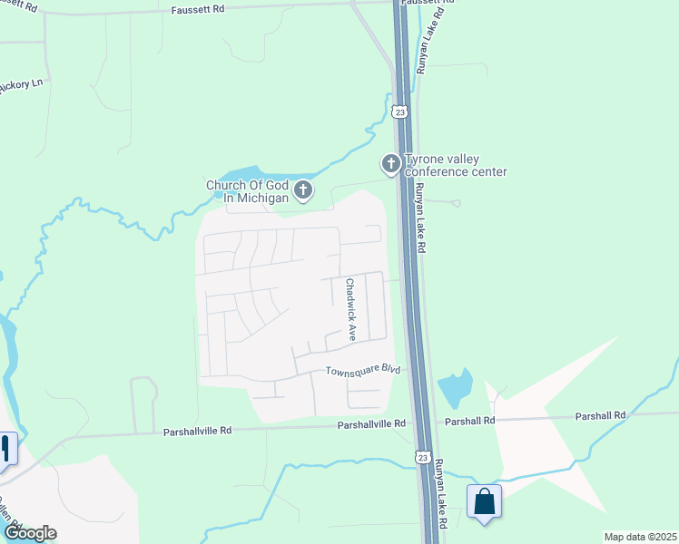 map of restaurants, bars, coffee shops, grocery stores, and more near Prince Boulevard in Fenton