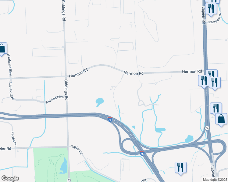 map of restaurants, bars, coffee shops, grocery stores, and more near Automation Avenue in Auburn Hills