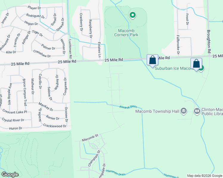 map of restaurants, bars, coffee shops, grocery stores, and more near Kevin Drive in Macomb