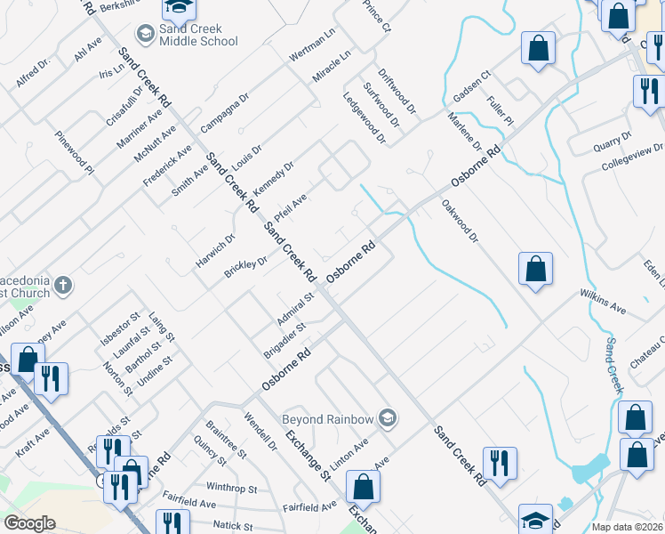 map of restaurants, bars, coffee shops, grocery stores, and more near 44 Old Birch Lane in Albany
