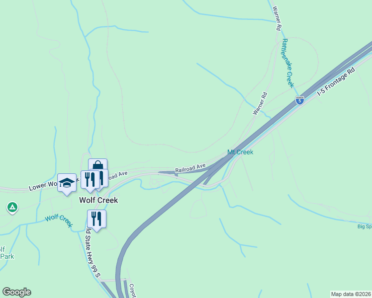 map of restaurants, bars, coffee shops, grocery stores, and more near in Wolf Creek