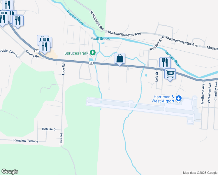 map of restaurants, bars, coffee shops, grocery stores, and more near 103 Chenaille Terrace in North Adams