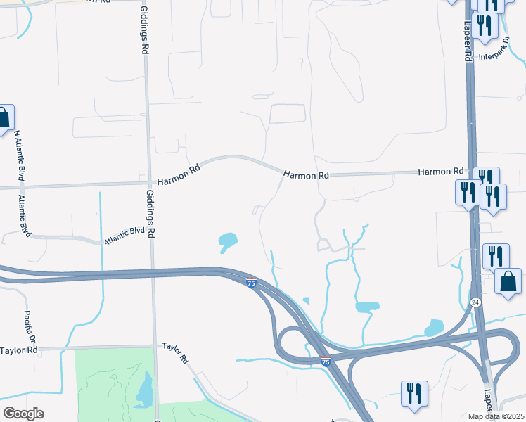 map of restaurants, bars, coffee shops, grocery stores, and more near Automation Avenue in Auburn Hills