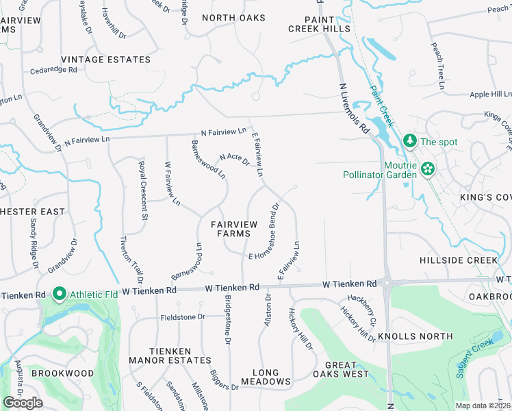 map of restaurants, bars, coffee shops, grocery stores, and more near 1318 East Horseshoe Bend Drive in Rochester Hills