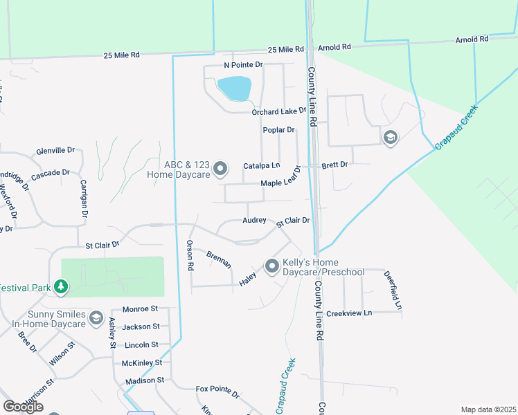 map of restaurants, bars, coffee shops, grocery stores, and more near 36610 Crimson Lane in New Baltimore
