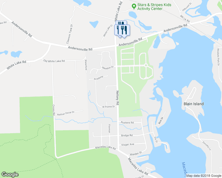 map of restaurants, bars, coffee shops, grocery stores, and more near 7829 Jennifer Agnes Avenue in Waterford Township