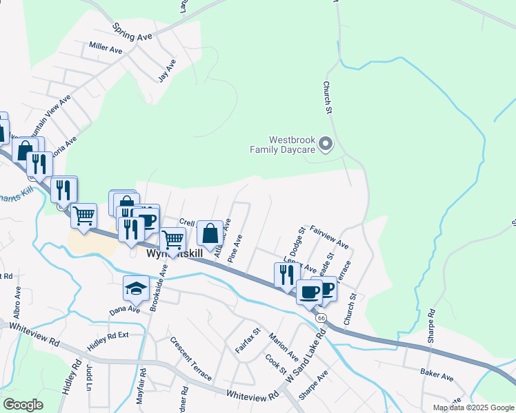 map of restaurants, bars, coffee shops, grocery stores, and more near 44 Pine Avenue in Wynantskill