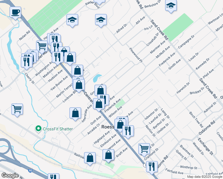 map of restaurants, bars, coffee shops, grocery stores, and more near 9 Maplewood Ct in Albany