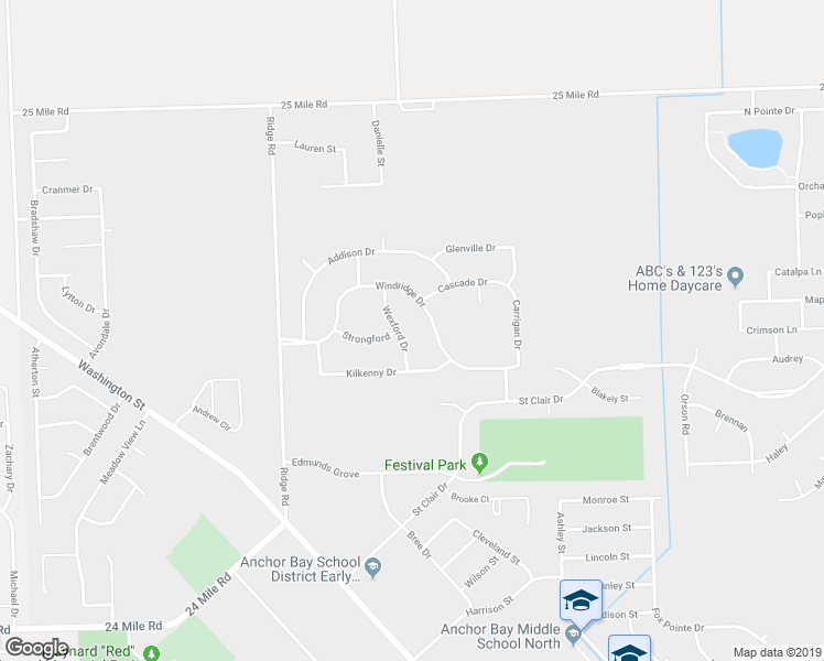 map of restaurants, bars, coffee shops, grocery stores, and more near 54092 Wexford Drive in New Baltimore