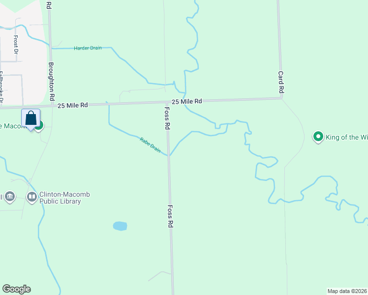 map of restaurants, bars, coffee shops, grocery stores, and more near 54720 Foss Road in Macomb