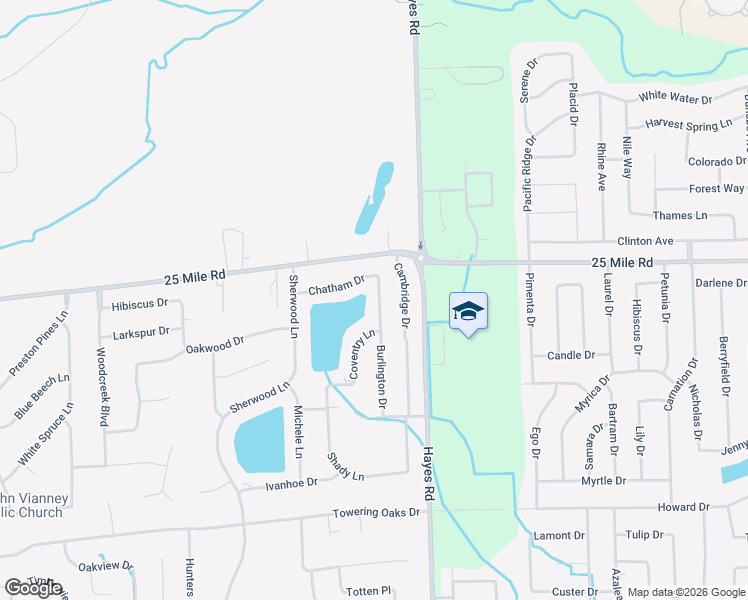 map of restaurants, bars, coffee shops, grocery stores, and more near 54785 Burlington Drive in Macomb County