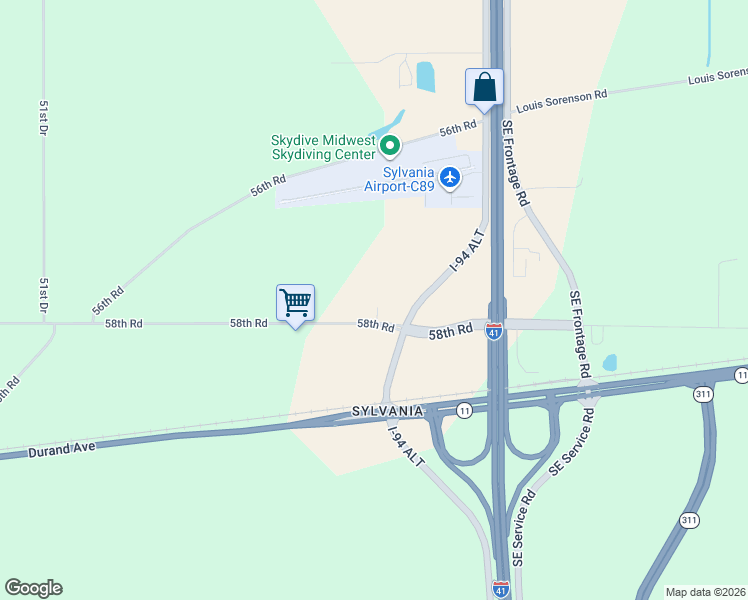 map of restaurants, bars, coffee shops, grocery stores, and more near 14108 58th Road in Sturtevant