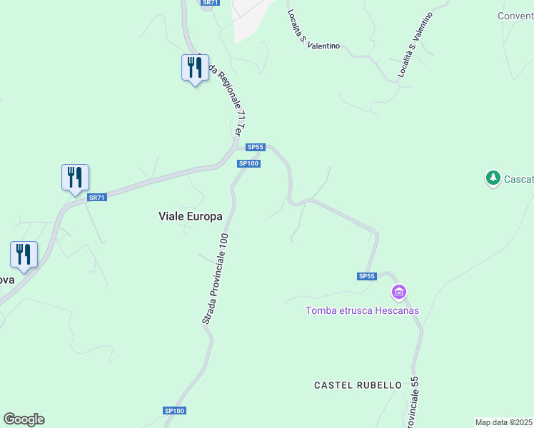 map of restaurants, bars, coffee shops, grocery stores, and more near Strada Provinciale 55 in Porano