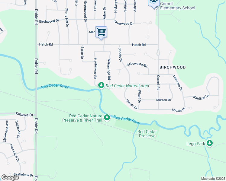 map of restaurants, bars, coffee shops, grocery stores, and more near 1393 Reef Court in Meridian charter Township