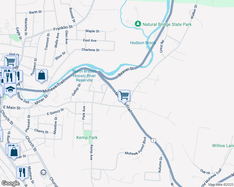 map of restaurants, bars, coffee shops, grocery stores, and more near 4 Johnson Street in North Adams