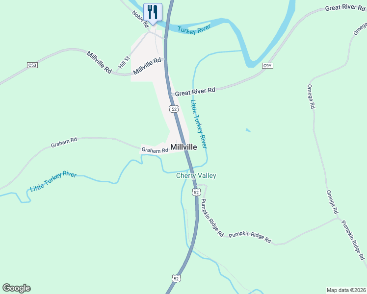 map of restaurants, bars, coffee shops, grocery stores, and more near in Millville